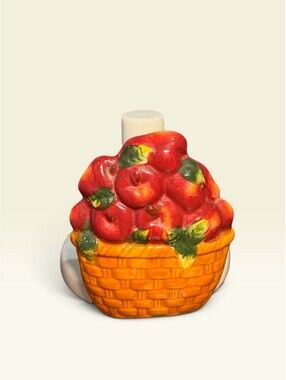 Vintage Alco Ceramic Paper Towel Holder Basket of Apples 1990s Country Kitchen